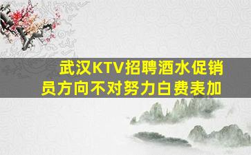 武汉KTV招聘酒水促销员方向不对努力白费表加
